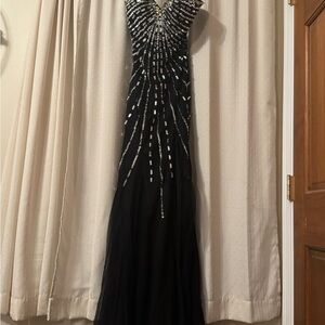 Stunning Black and Silver Prom Dress